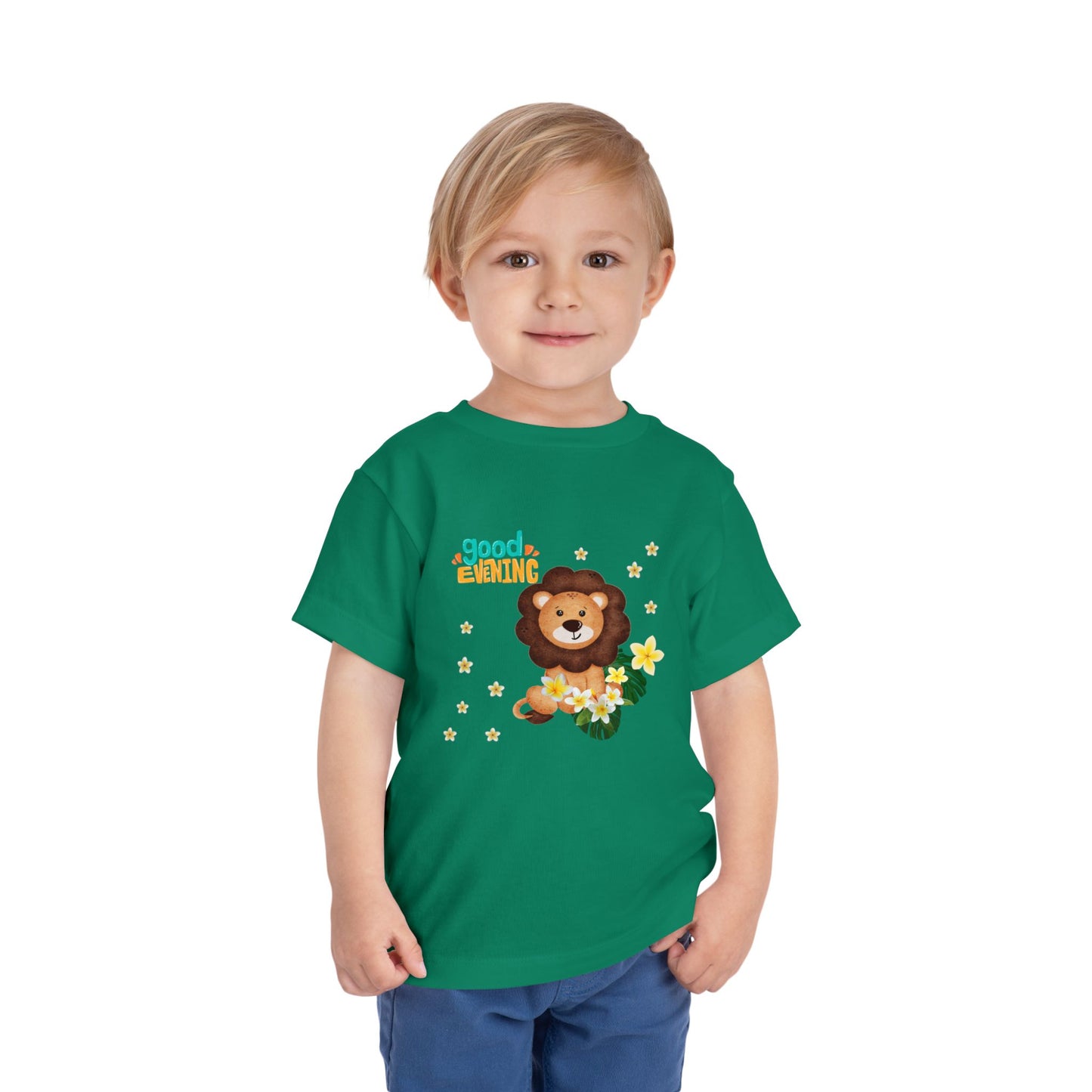 Toddler Lion Graphic Tee - Cute Short Sleeve T-Shirt for Kids, Fun Toddler Gift, Birthday, Playtime, Summer Wear, Cartoon Animal Shirt