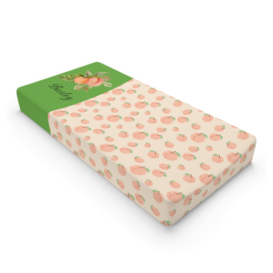 Peach Blossom Baby Changing Pad Cover — Soft Peach Pattern with Personalized Name Panel