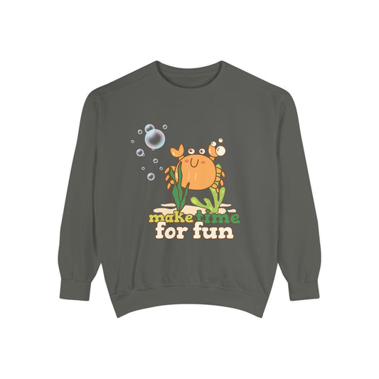 Cartoon crab lllusstration promoting joy and playfulness Unisex Garment-Dyed Sweatshirt