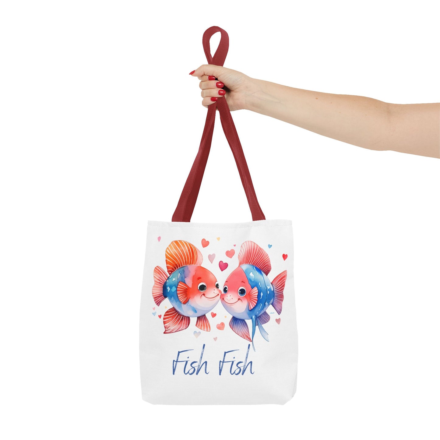 Cute Fish Couple Tote Bag — 'Fish Fish' Romantic Sea Life Beach Shopper
