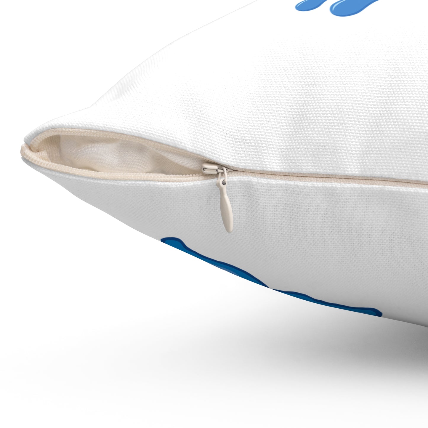 Dolphin wearing a straw hat with stylized water splashes Spun Polyester Square Pillow