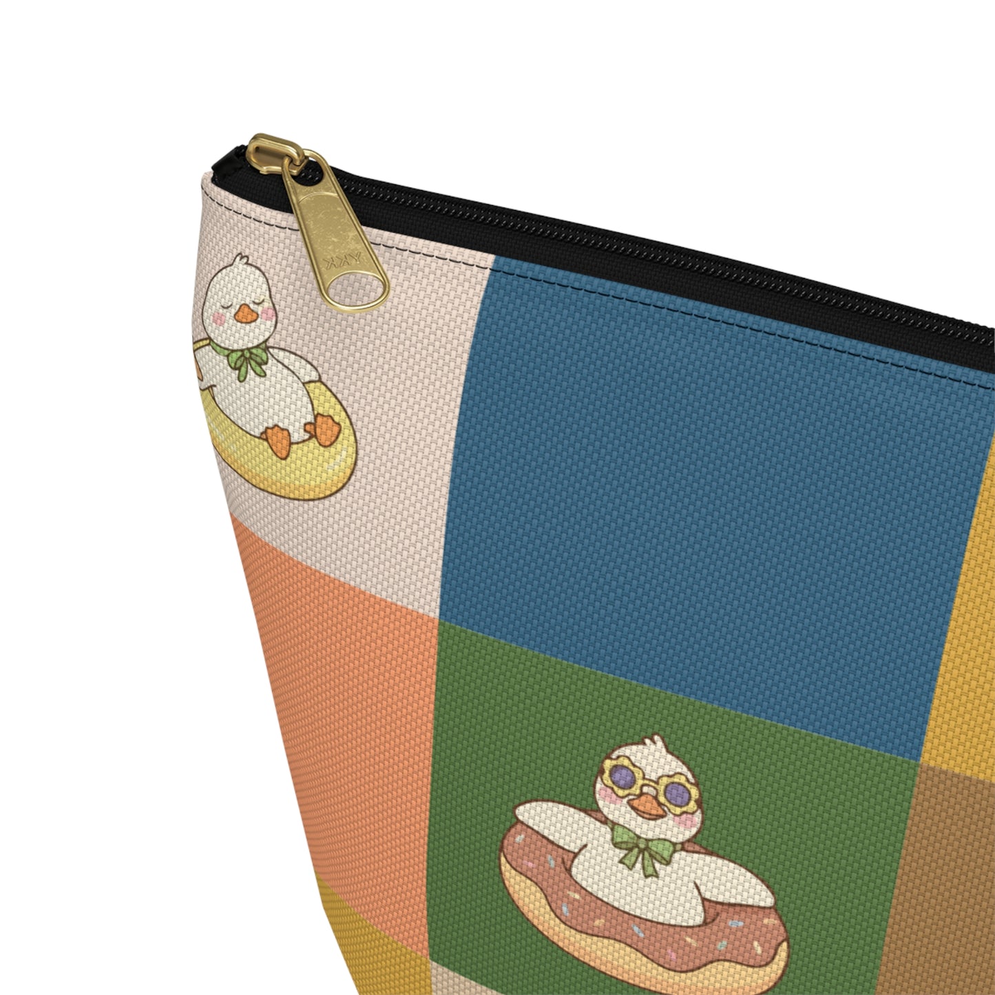Personalized Duck Pattern Accessory Pouch — Custom Name Cosmetic Bag