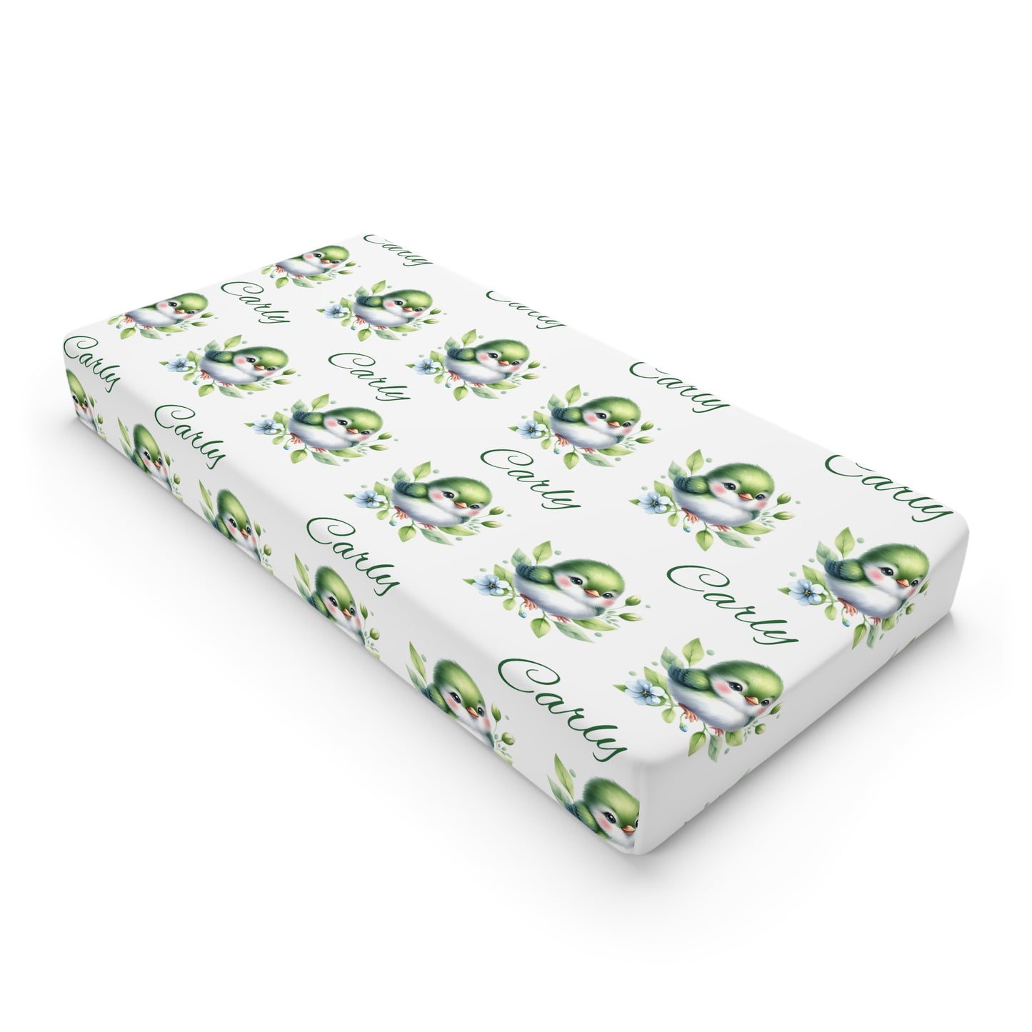 Baby Changing Pad Cover — Personalized Green Squirrel Nursery Print