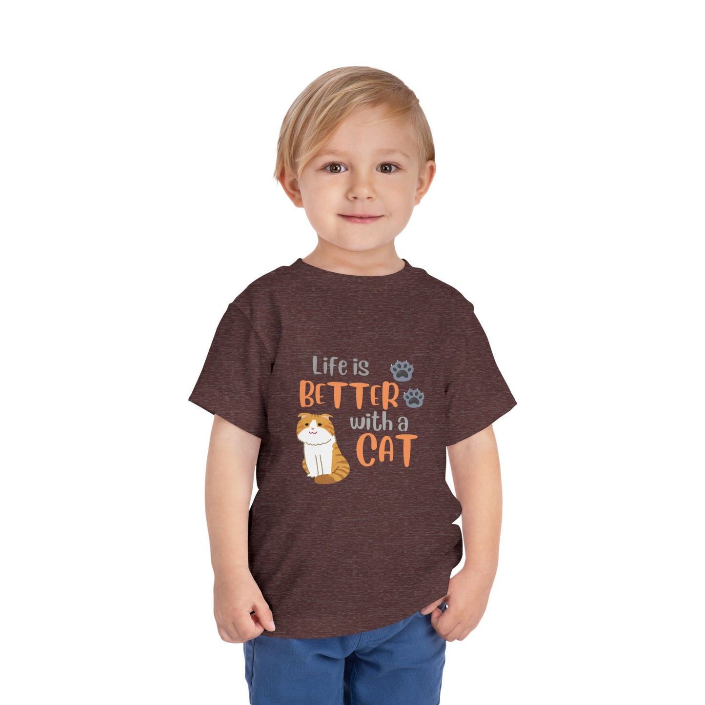 Toddler Cat-Themed Tee - 'Life is Better with a Cat', Kids T-Shirt, Animal Lover Gift, Cute Toddler Outfit, Cat Enthusiast Apparel, [...]