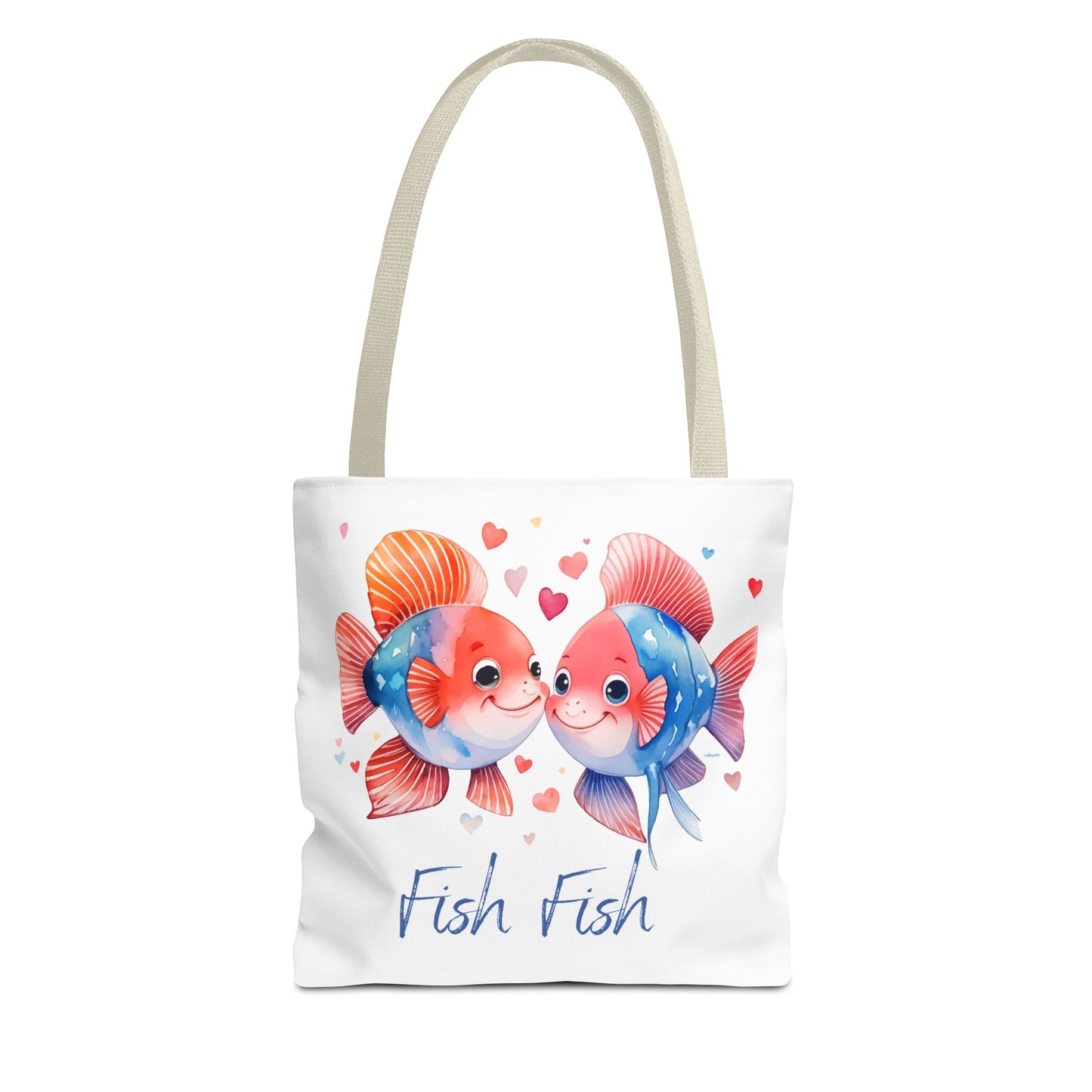Cute Fish Couple Tote Bag — 'Fish Fish' Romantic Sea Life Beach Shopper