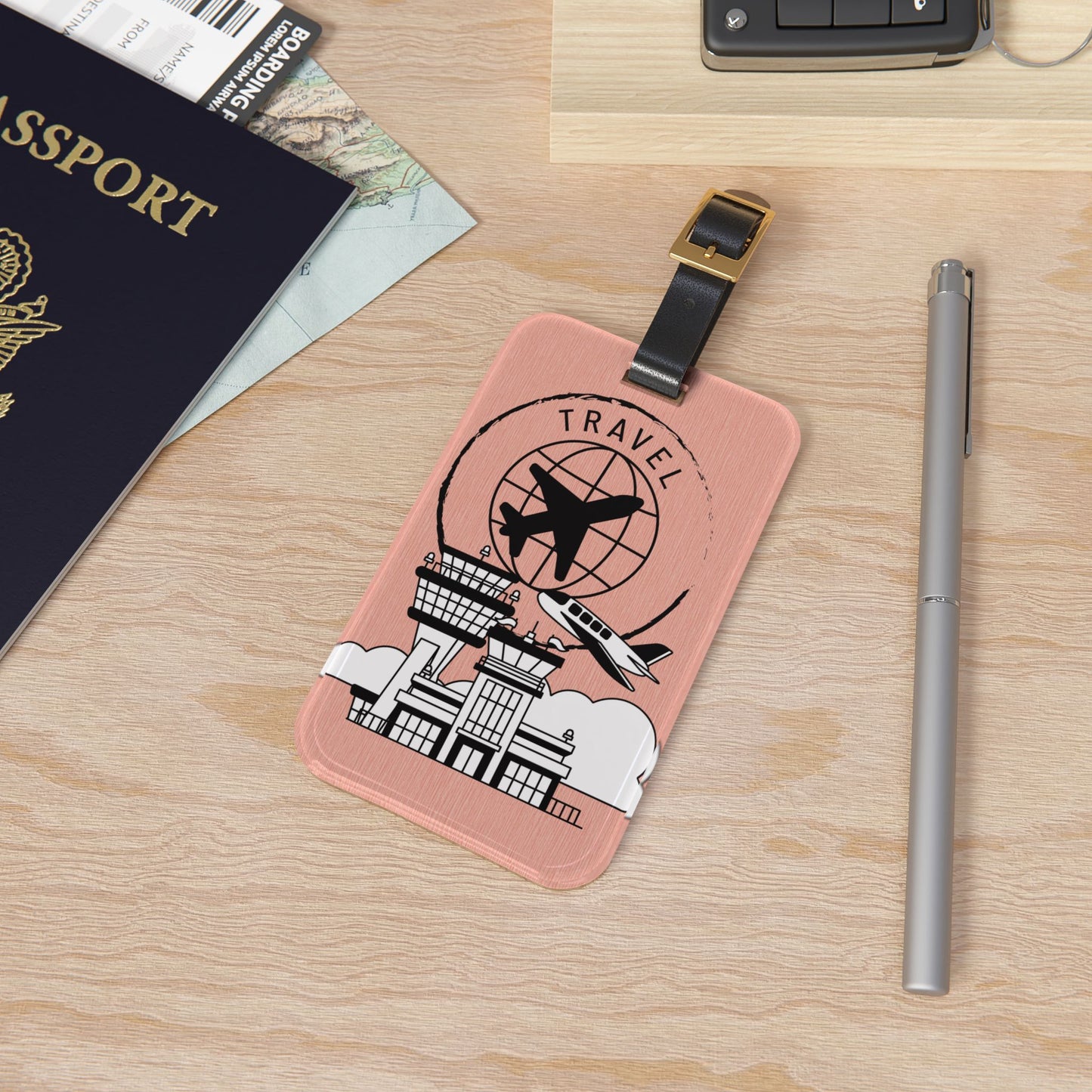 Travel Luggage Tag – Pink Airport Plane Design