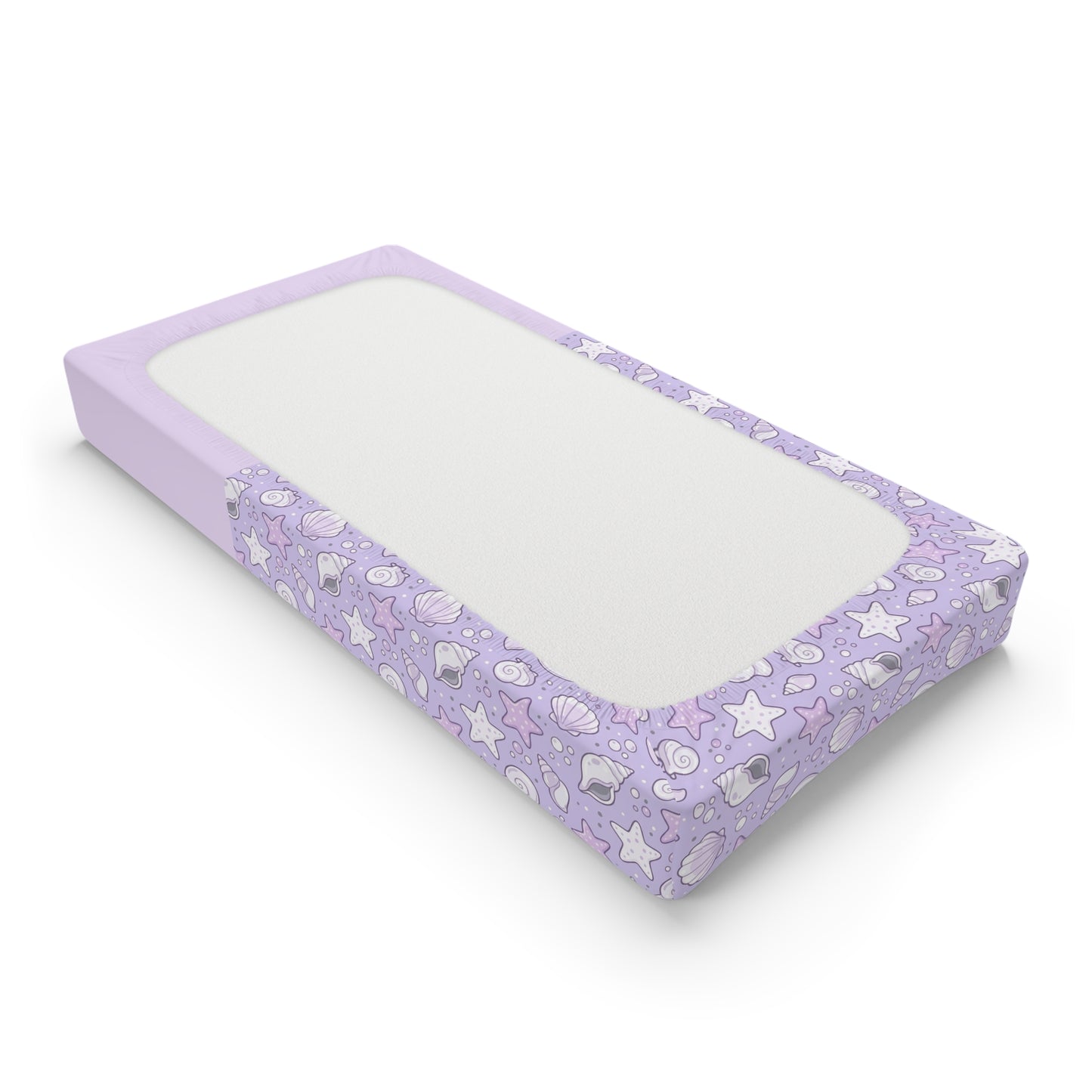 Personalized Purple Mermaid Baby Changing Pad Cover – Cute Seashell & Star Pattern