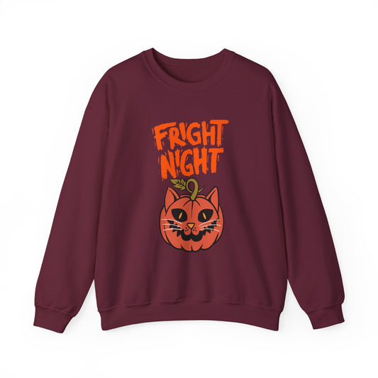 Halloween Cat Sweatshirt, Cozy Fall Apparel, Unisex Crewneck, Fright Night Design, Halloween Gift, Autumn Fashion