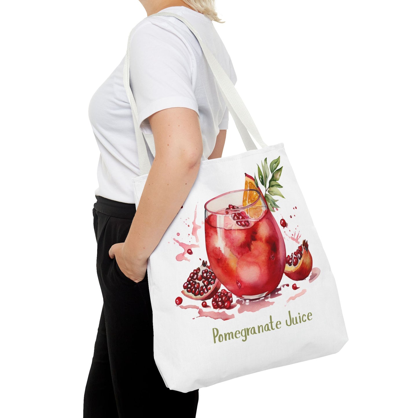 Pomegranate Juice Tote Bag — Watercolor Fruit Canvas Tote
