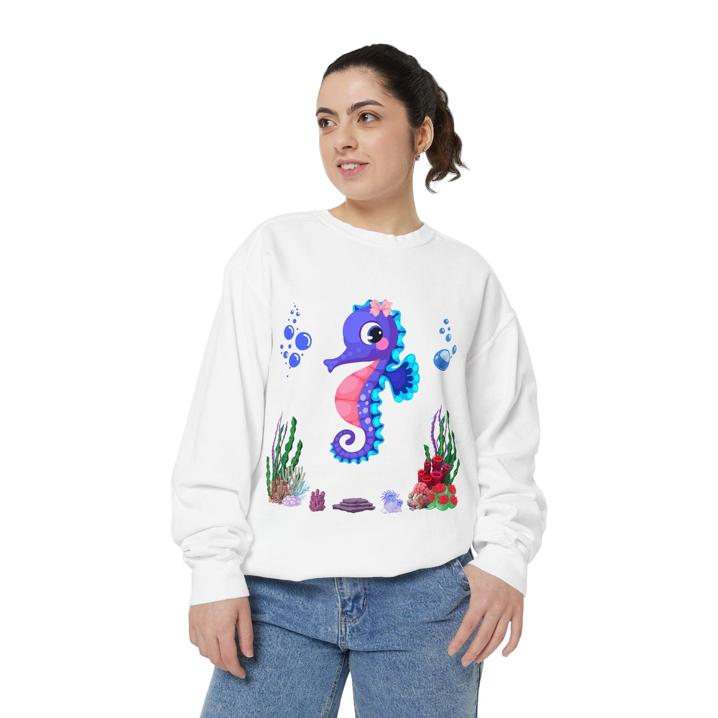 Seahores playful under the sea Unisex Garment-Dyed Sweatshirt