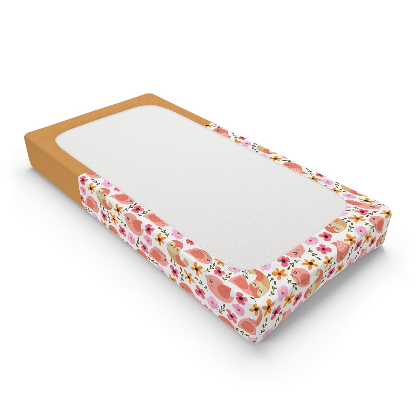 Floral Bird Baby Changing Pad Cover — Personalized Nursery Accent
