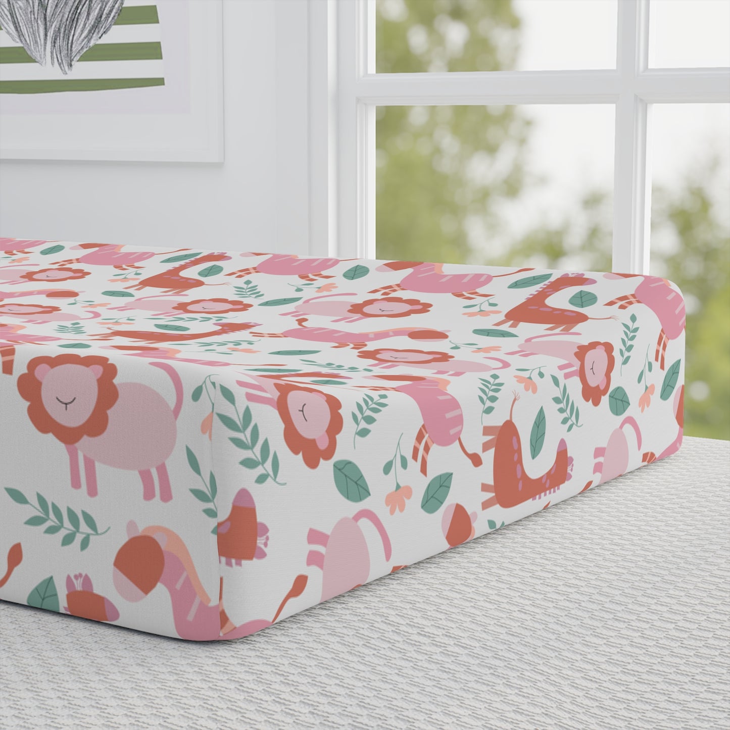 Personalized Woodland Animals Baby Changing Pad Cover – Floral Fox & Hedgehog Design