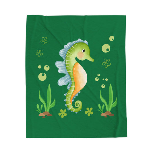 Seahorse with a focus on the natural world Velveteen Plush Blanket