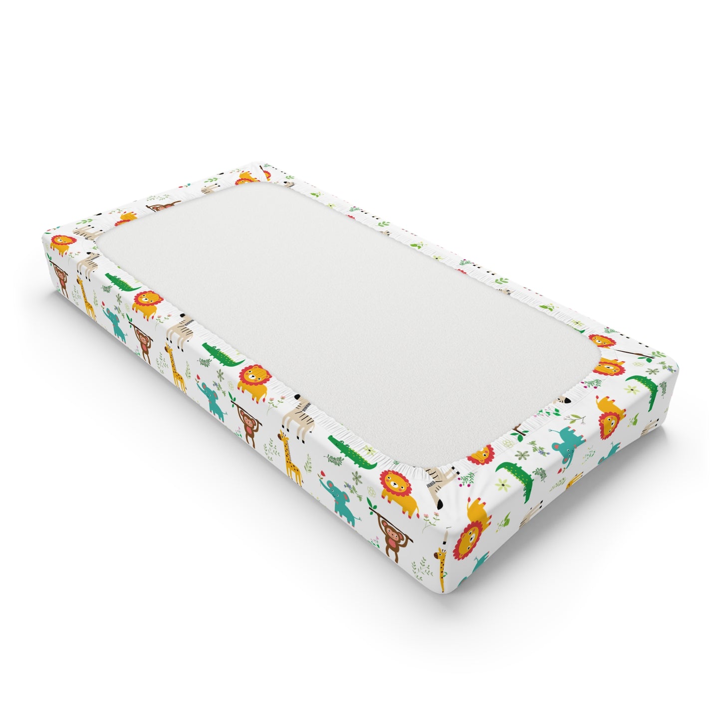 Safari Animal Baby Changing Pad Cover — Cute Lion, Giraffe & Elephant Nursery Sheet