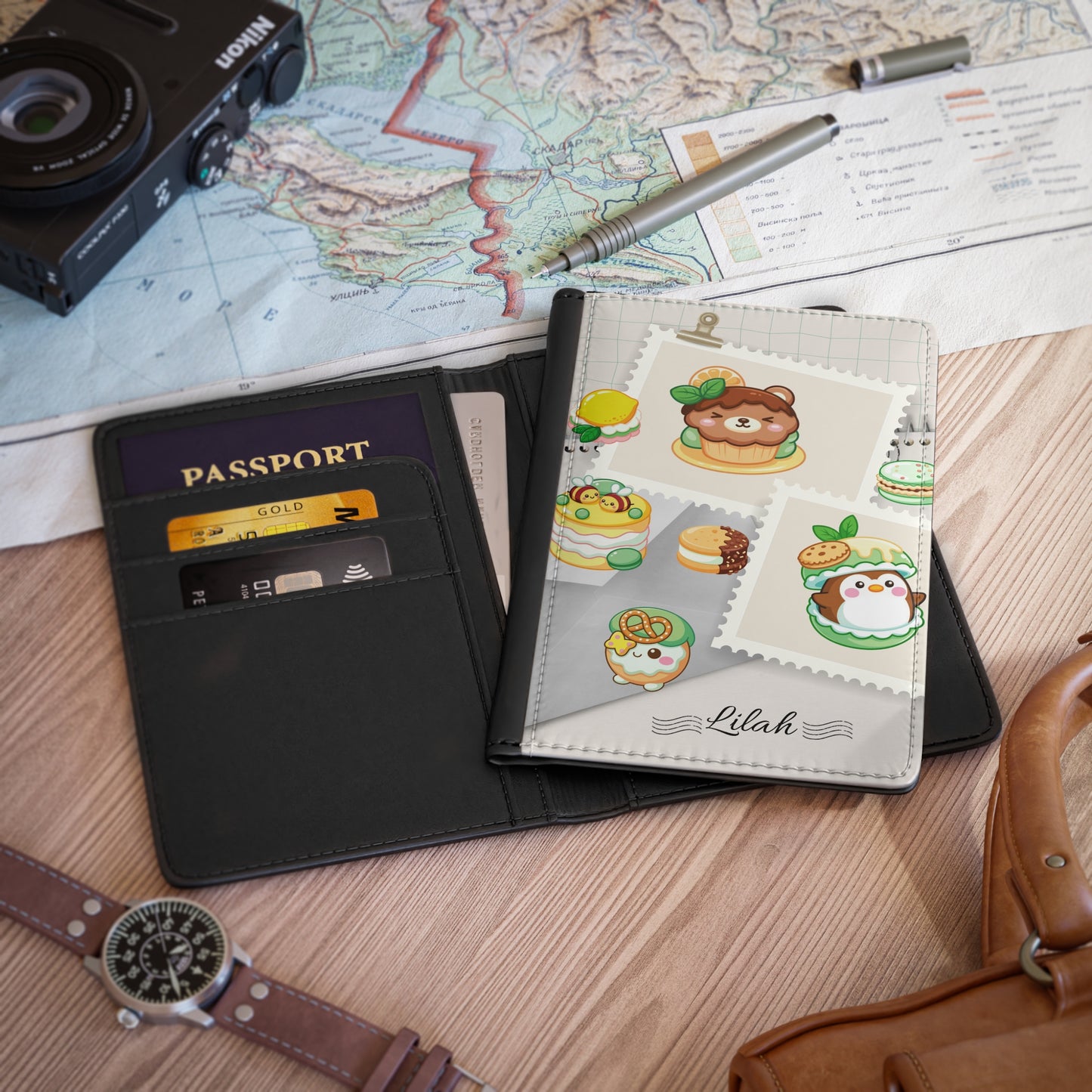 Cute Dessert Passport Cover — Personalized Kawaii Travel Wallet