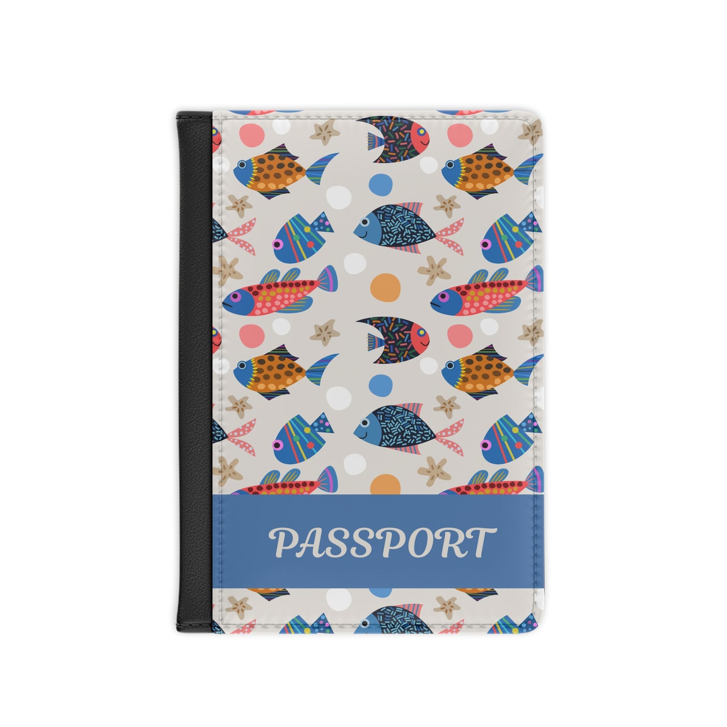 Passport Cover - Colorful Tropical Fish Passport Holder with 'PASSPORT' Banner