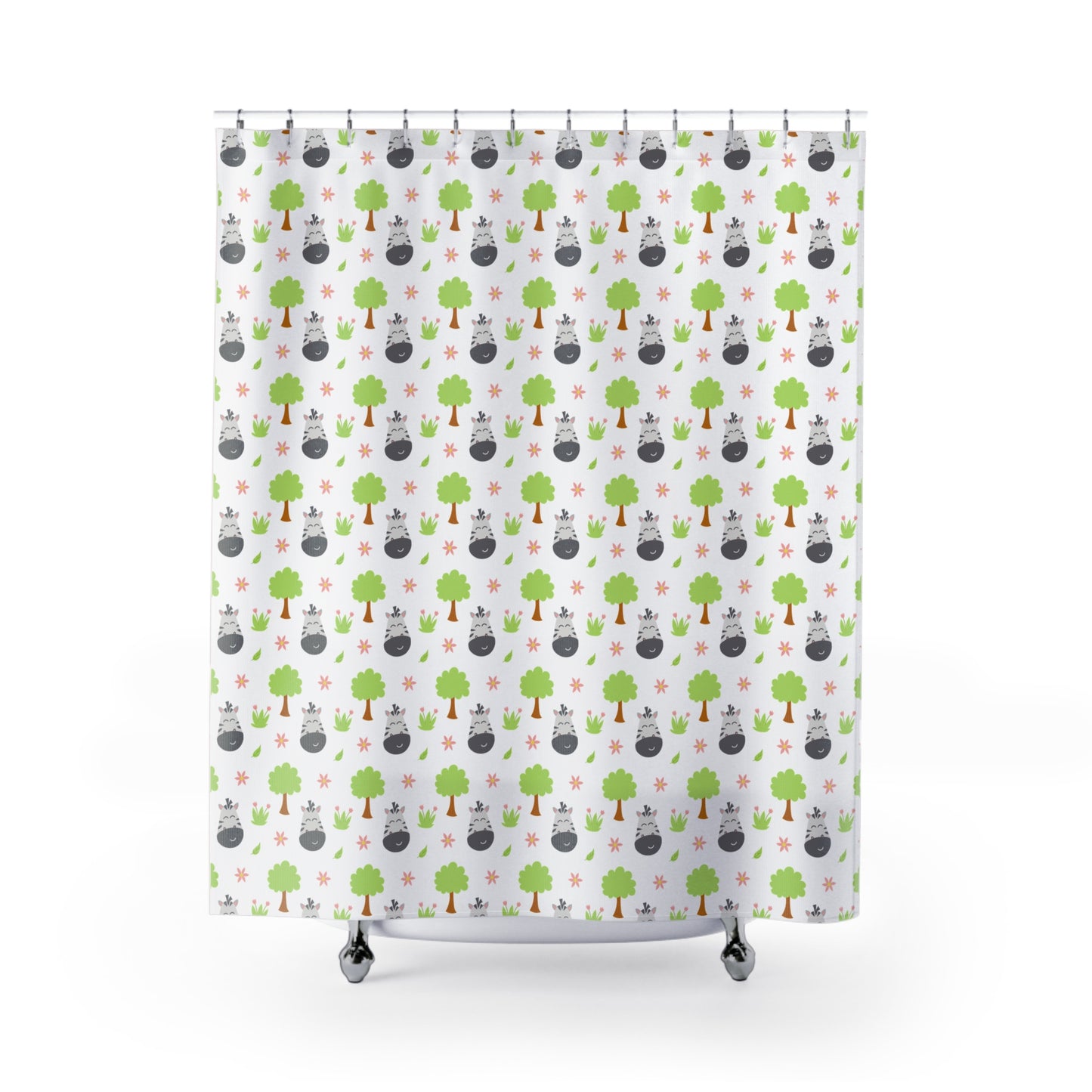 Totoro Forest Pattern Shower Curtain — Cute Studio Ghibli-Inspired Woodland Bathroom Decor