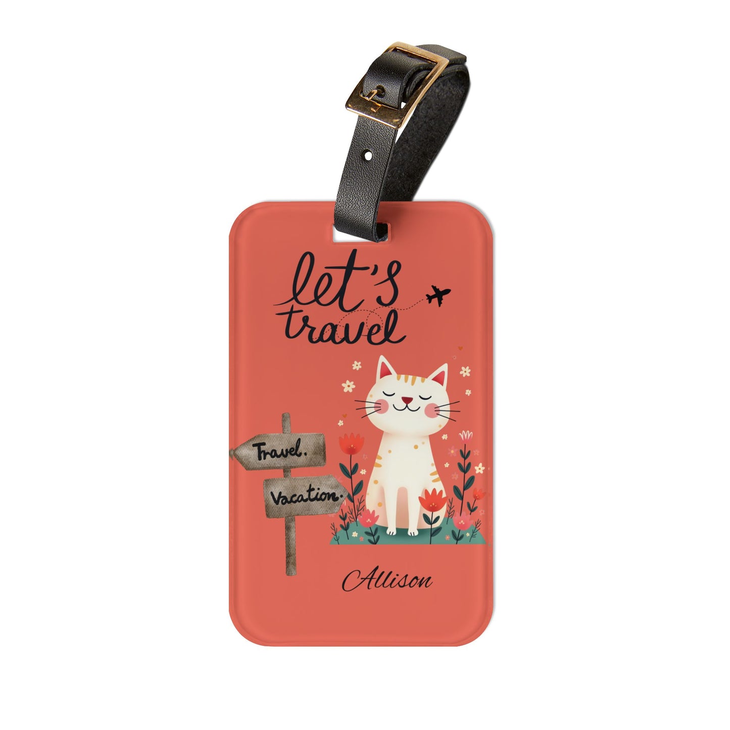 Let's Travel Cat Luggage Tag — Personalized Cute Cat Travel ID
