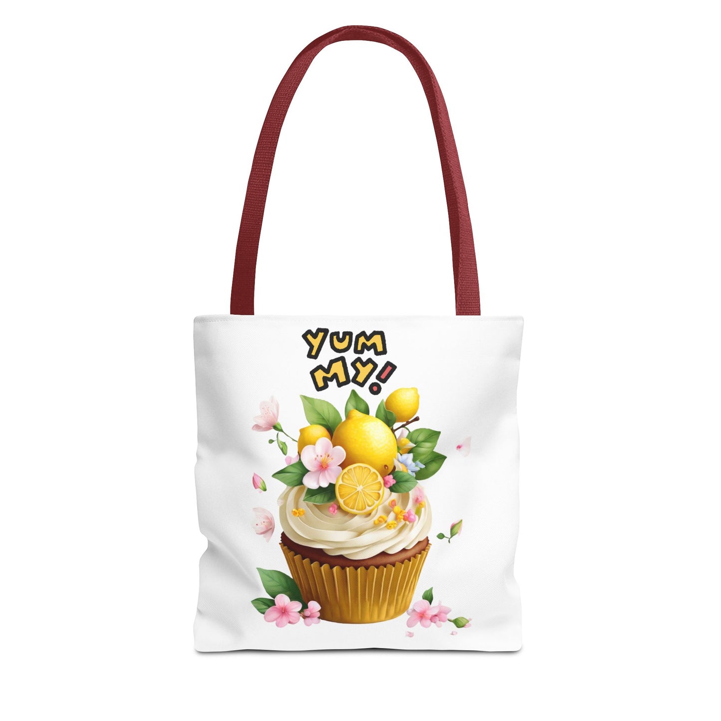 Lemon Cupcake Tote Bag — "Yum My!" Cute Dessert Floral Market Tote