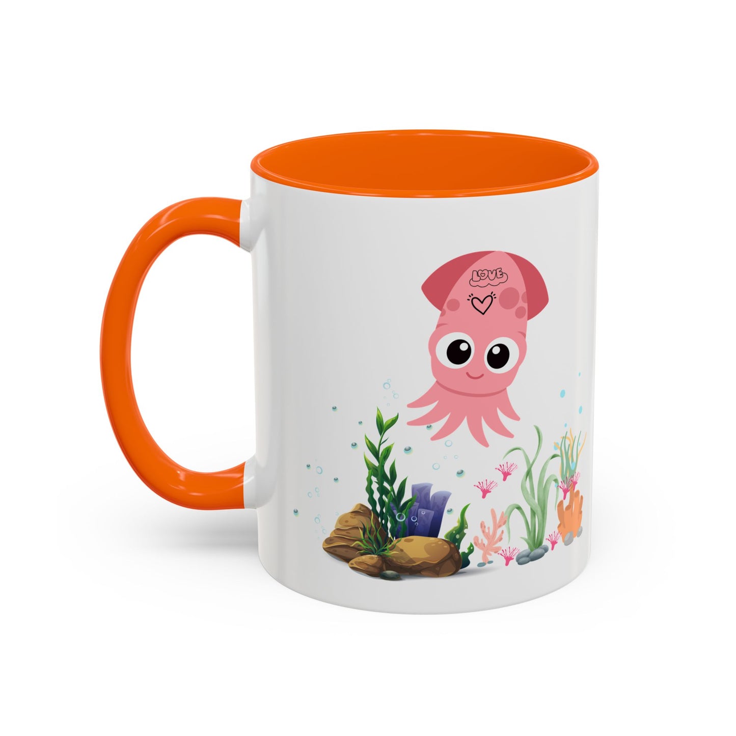 Pink squid cartoon with love Coffee Mug