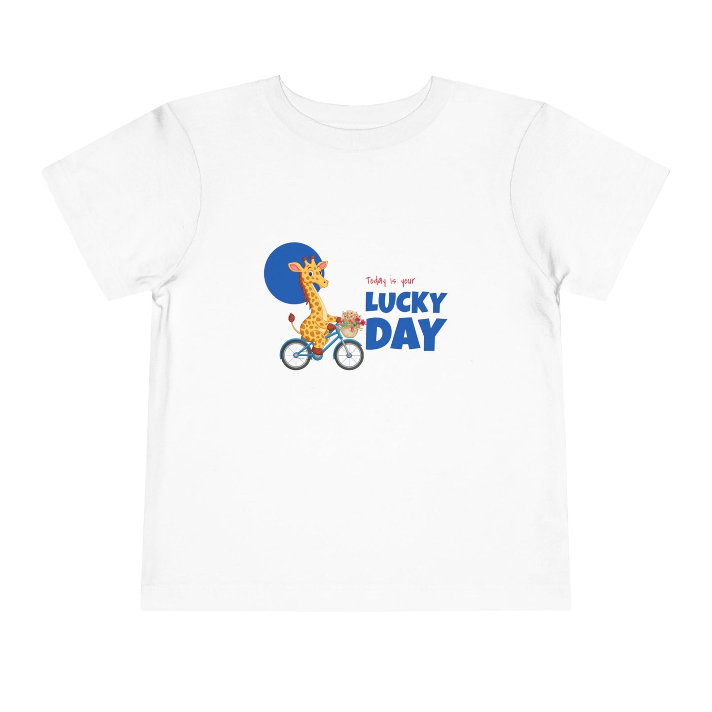 Toddler Short Sleeve Tee - 'Lucky Day' Giraffe Design, Kids Summer Shirt, Playtime Tee, Gift for Toddlers, Cute Animal Top