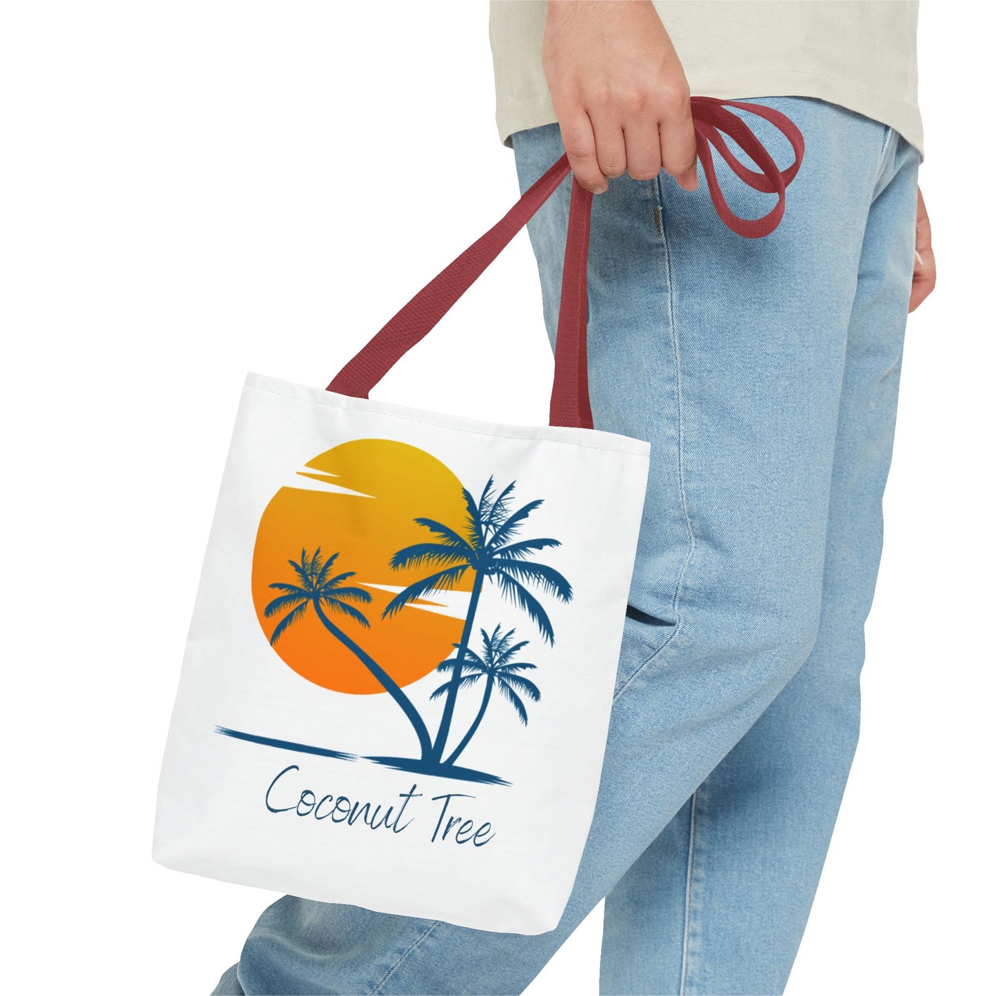 Coconut Tree Tote Bag — Tropical Sunset Beach Canvas Tote