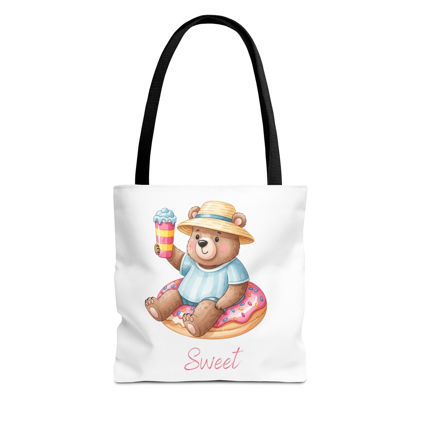 Sweet Bear Beach Tote - Cute Summer Teddy on Donut Float