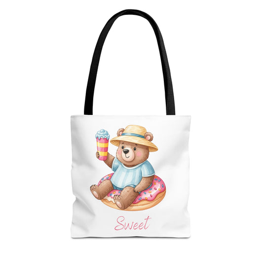 Sweet Bear Beach Tote - Cute Summer Teddy on Donut Float