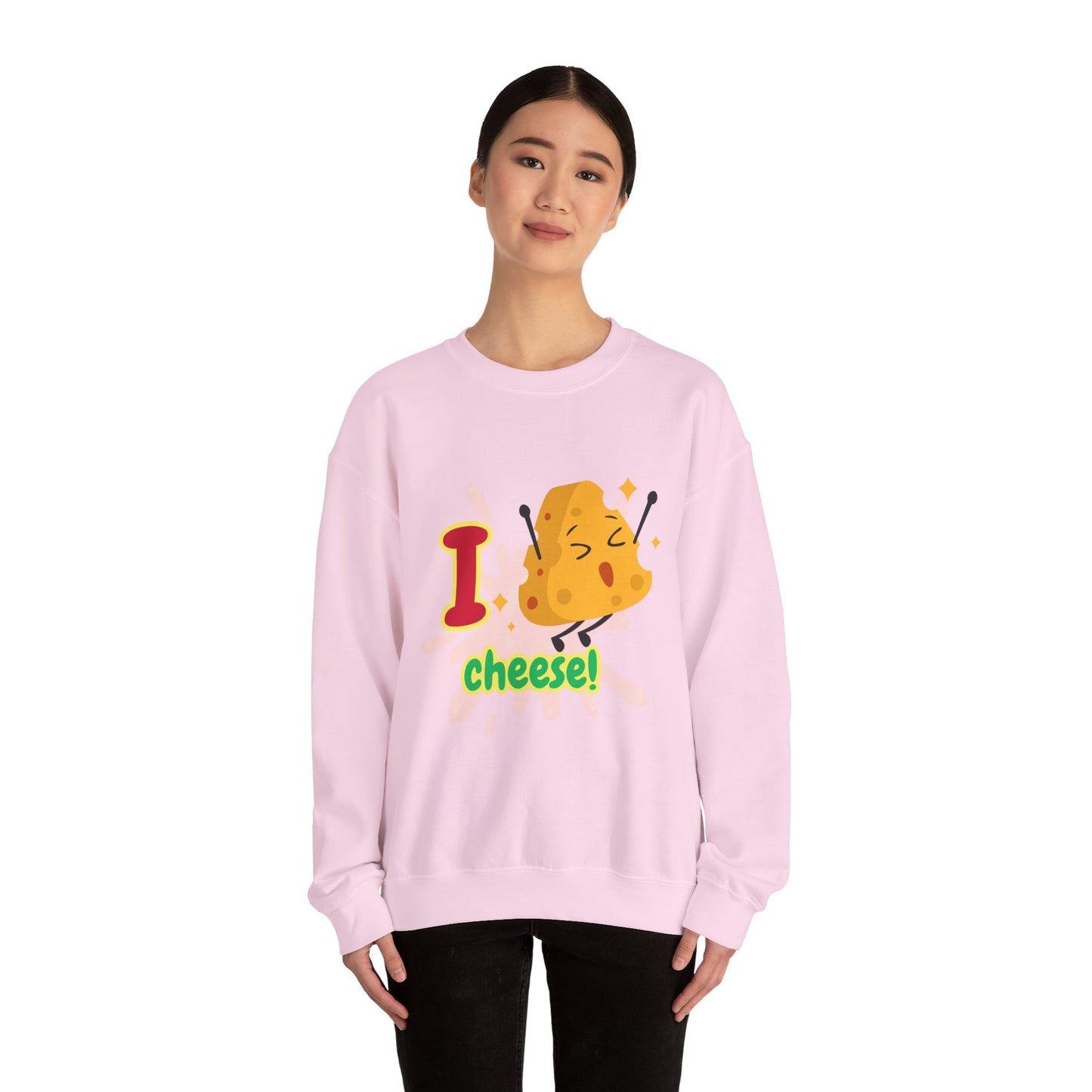 Cheesy Crewneck Sweatshirt, Funny Sweatshirt, Unisex Pullover, Comfort Clothing, Gift for Cheese Lovers, Halloween Apparel, Cozy Layer