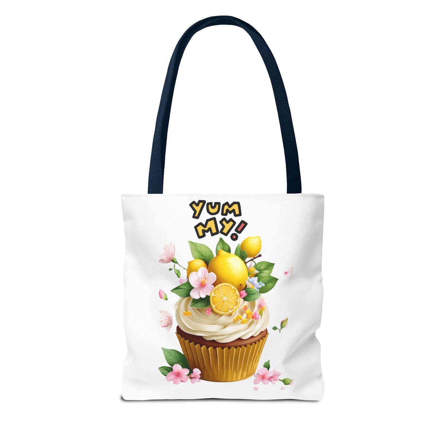Lemon Cupcake Tote Bag — "Yum My!" Cute Dessert Floral Market Tote