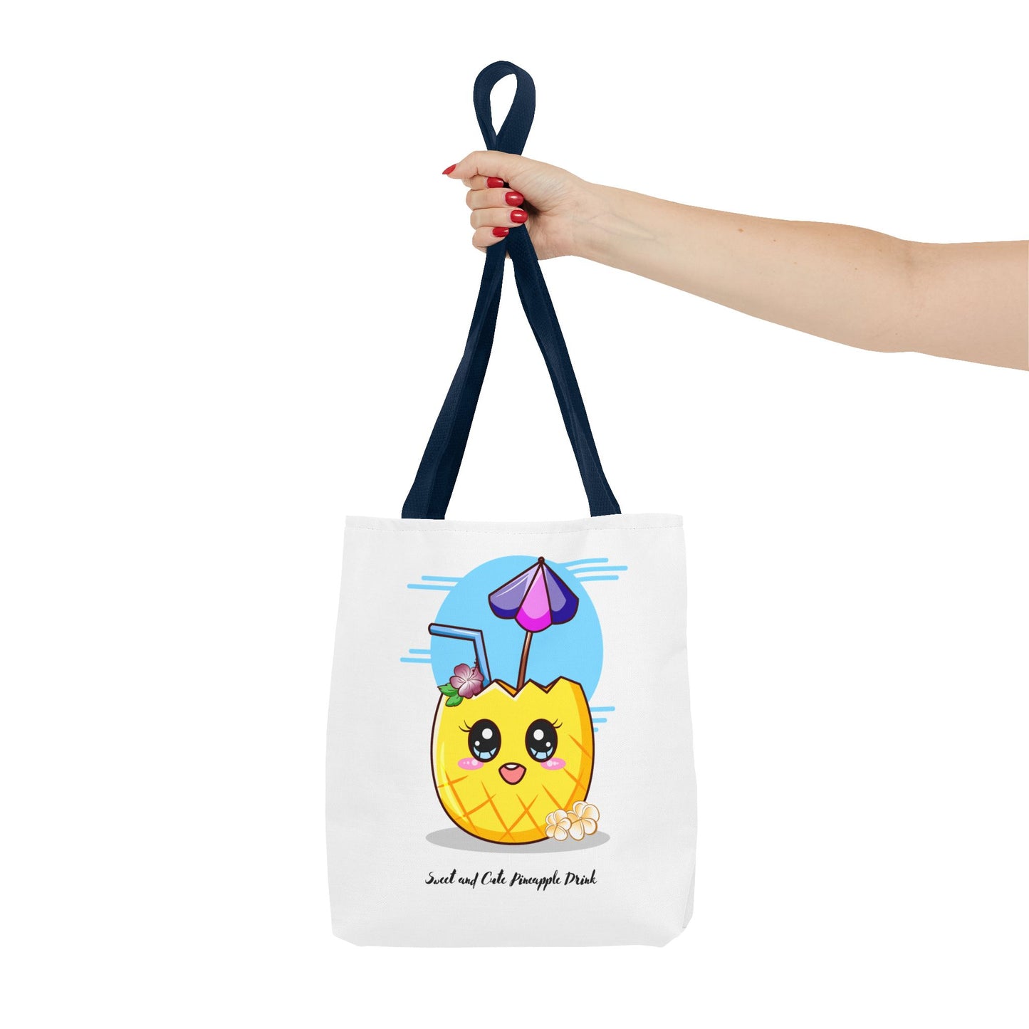 Pineapple Picnic Tote Bag — Cute Kawaii Tropical Drink Design