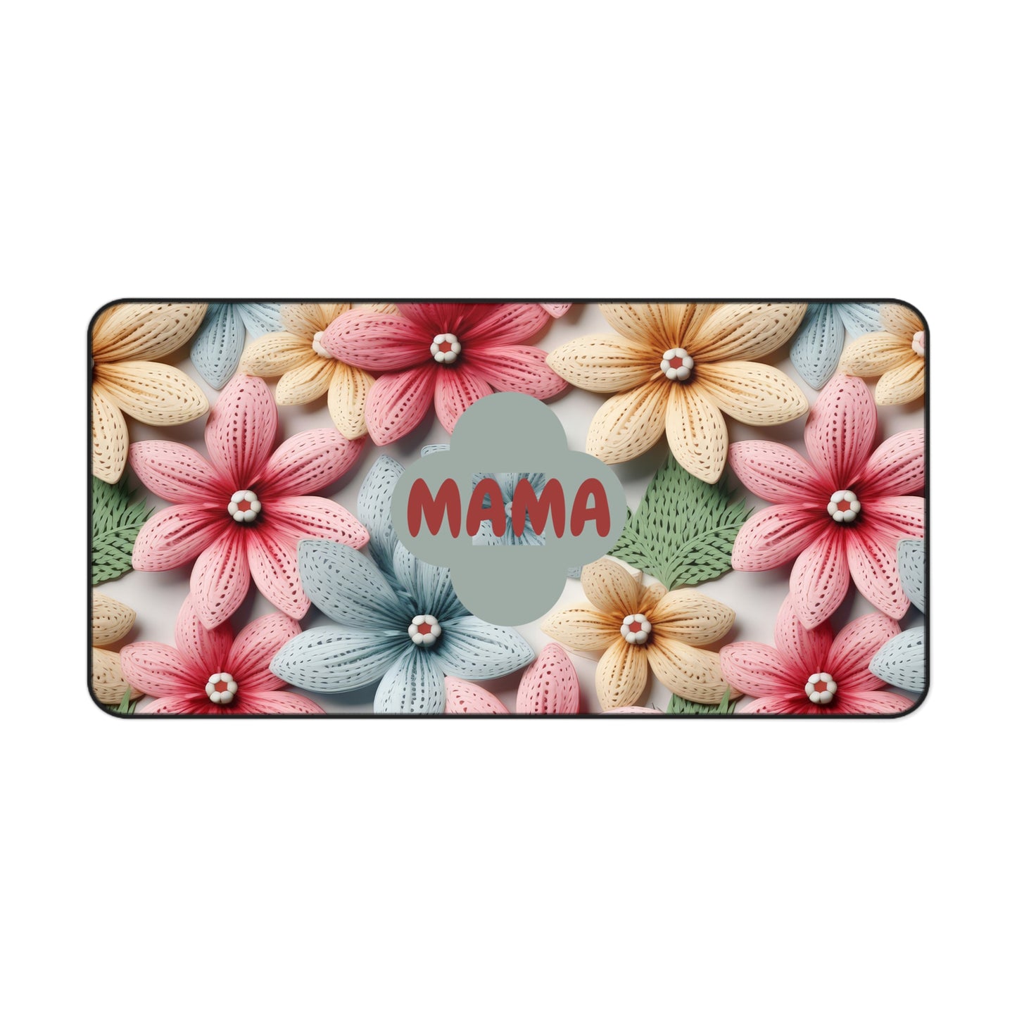 Mama Floral Desk Mat — Colorful Knitted Flower Mouse Pad for Mom, Mother's Day Gift