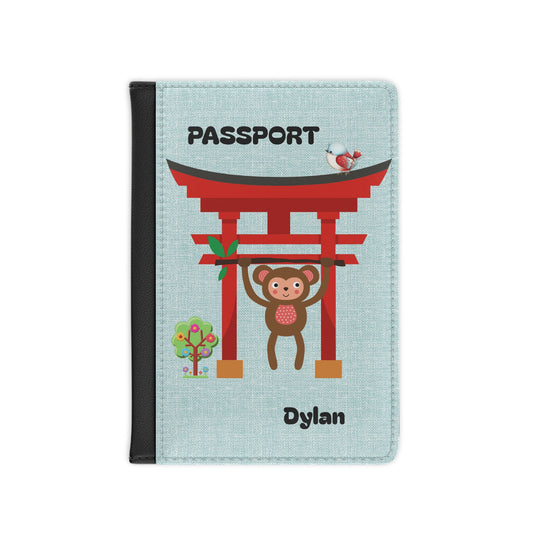 Monkey Torii Passport Cover — Personalized Kids Travel Wallet