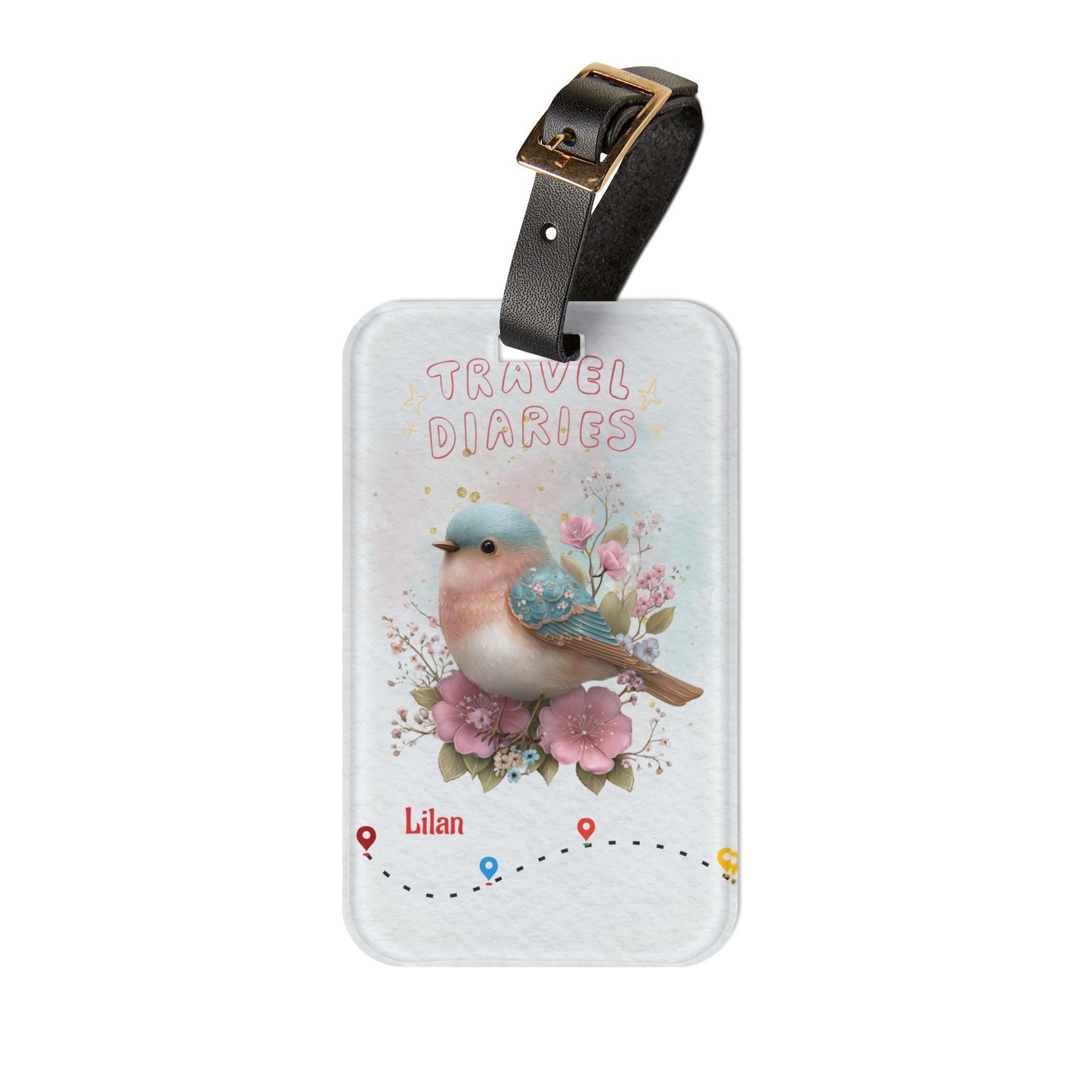 Luggage Tag — 'Travel Diaries' Floral Bird Personalized Bag Tag