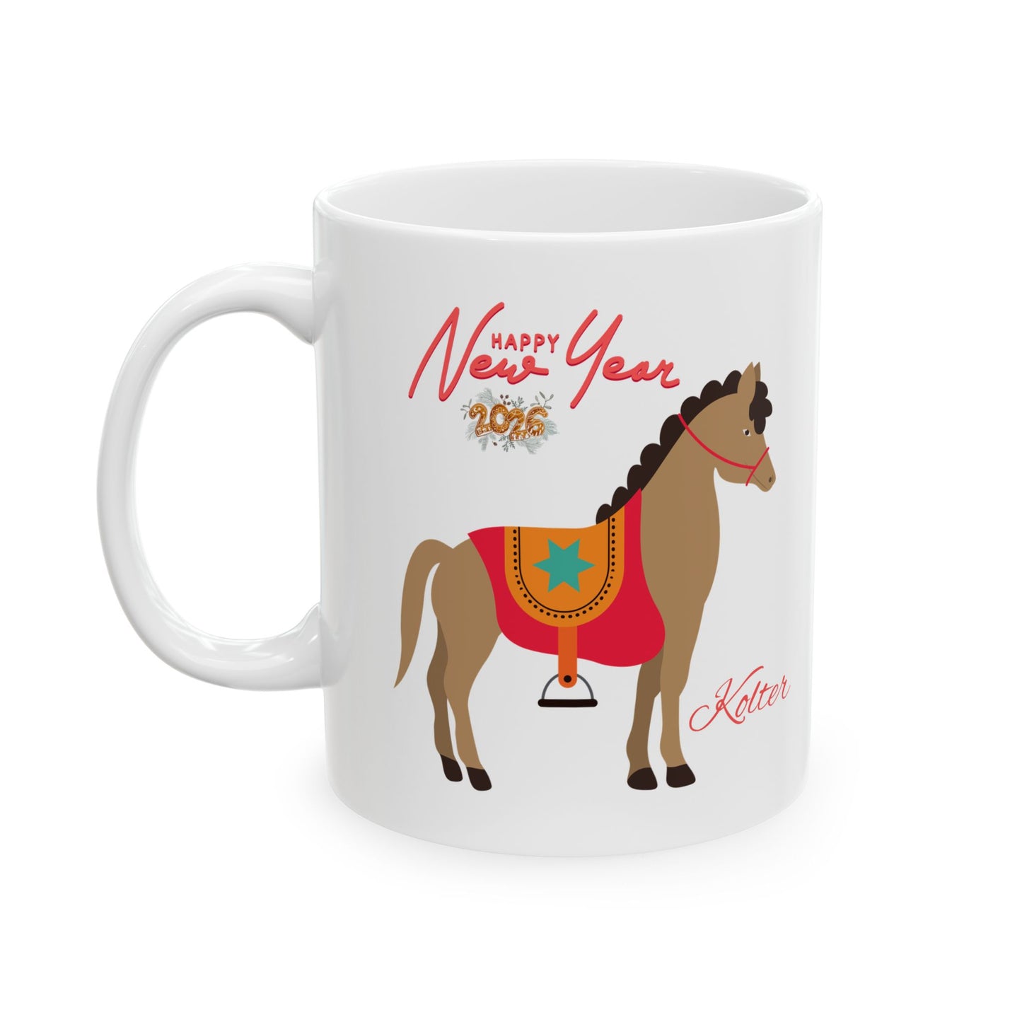Horse Lover Ceramic Mug – Cute Pony Illustration, 'Nature Is My Shelter' Coffee Cup (11oz/15oz)