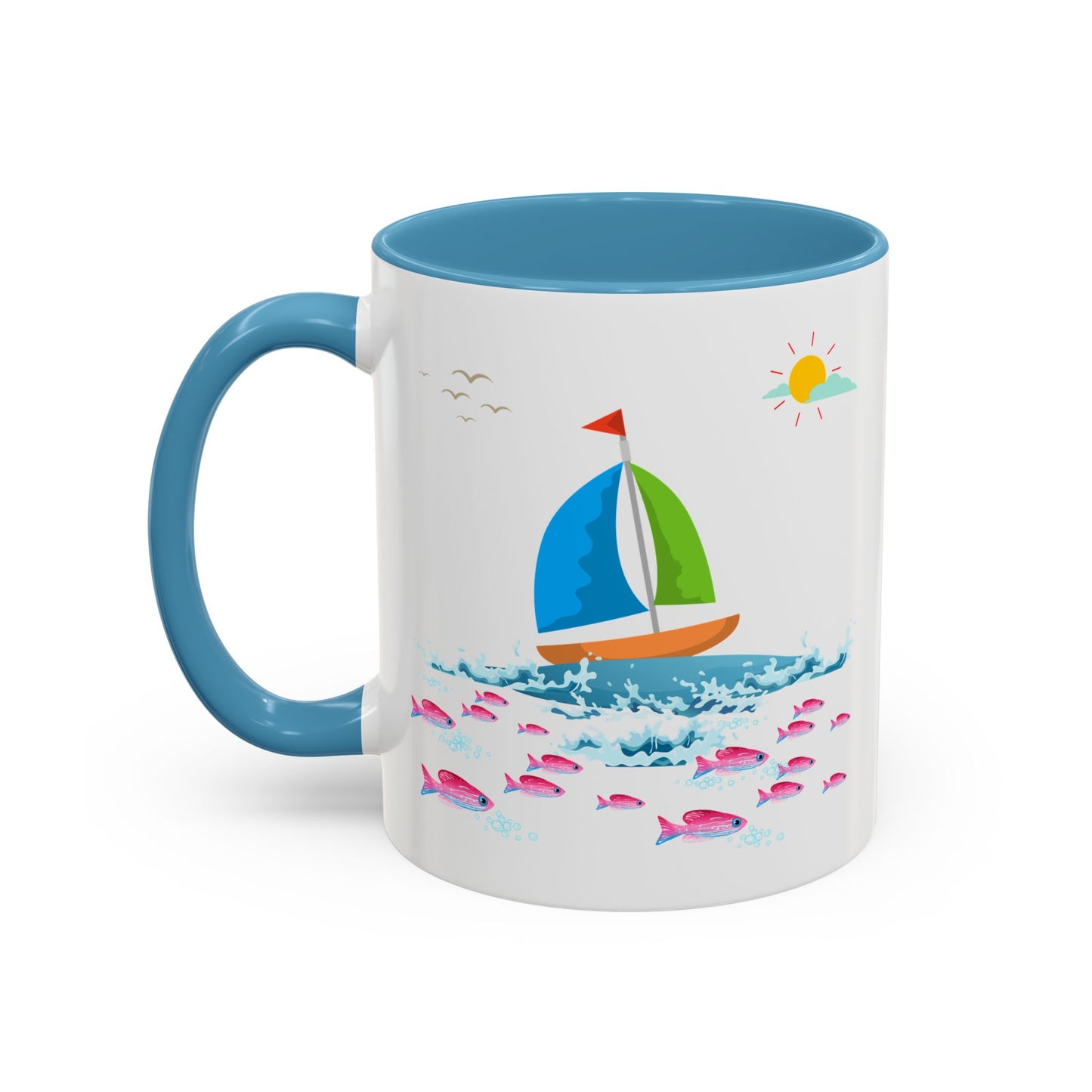 Sailboat and Red fish Coffee Mug