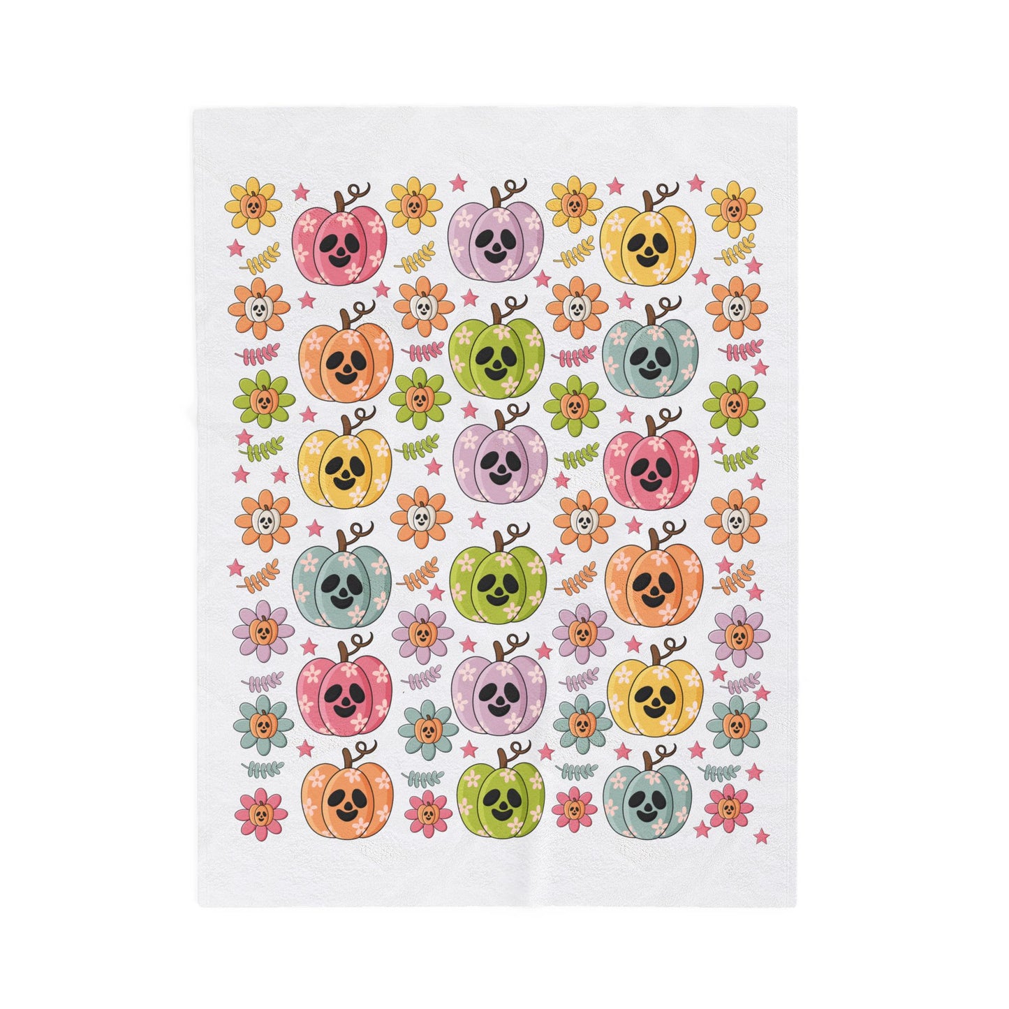 Colorful Pumpkin Plush Blanket, Cozy Fall Blanket, Halloween Decor, Cute Plush Throw, Autumn Gift Idea