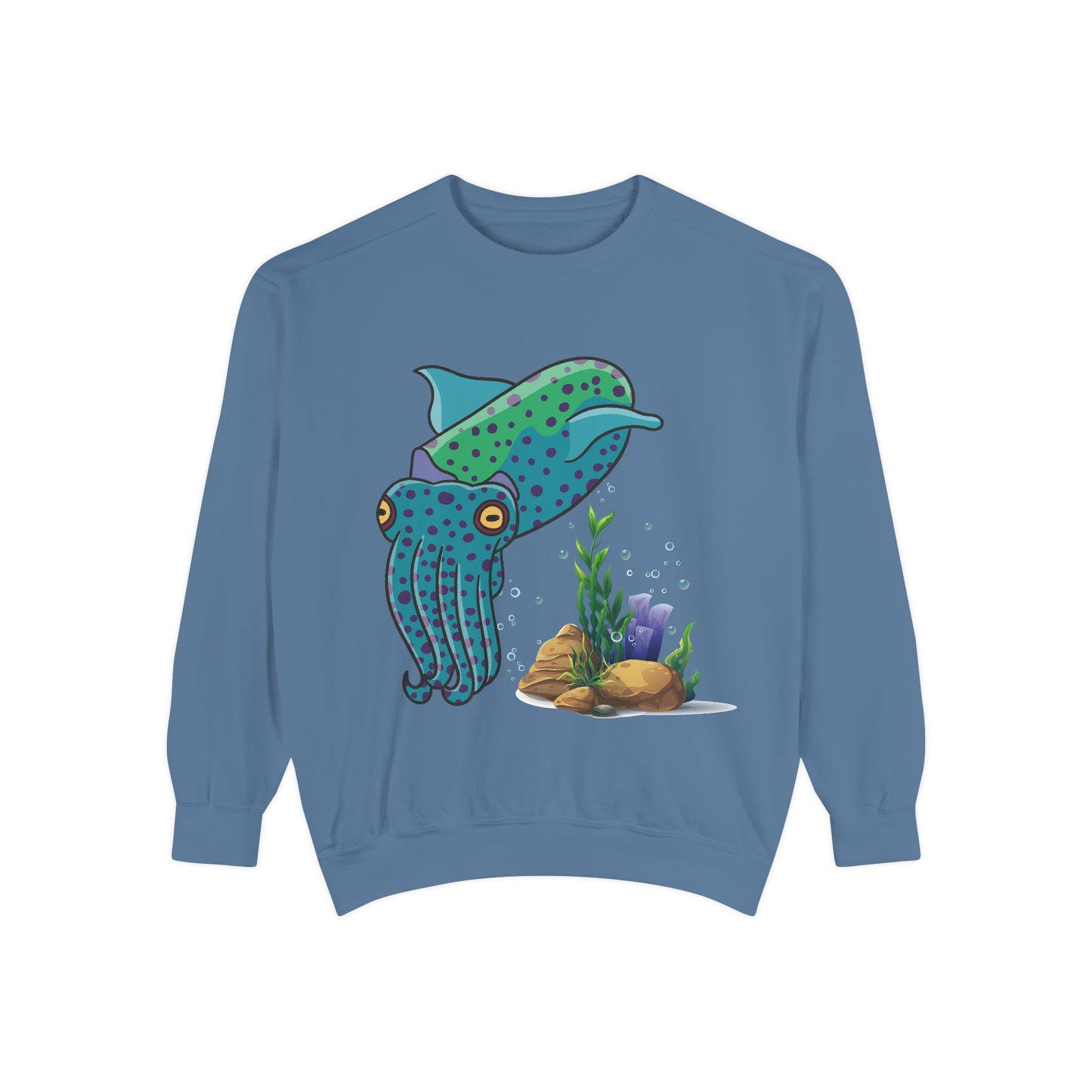 Cute with marine habitat coral and bubbles Unisex Garment-Dyed Sweatshirt
