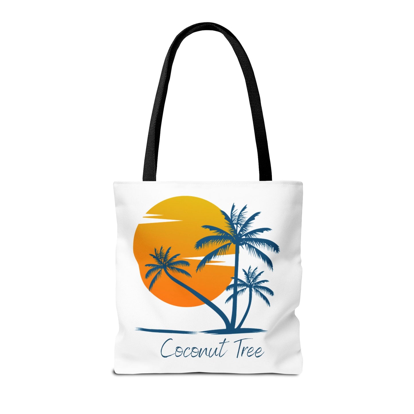 Coconut Tree Tote Bag — Tropical Sunset Beach Canvas Tote