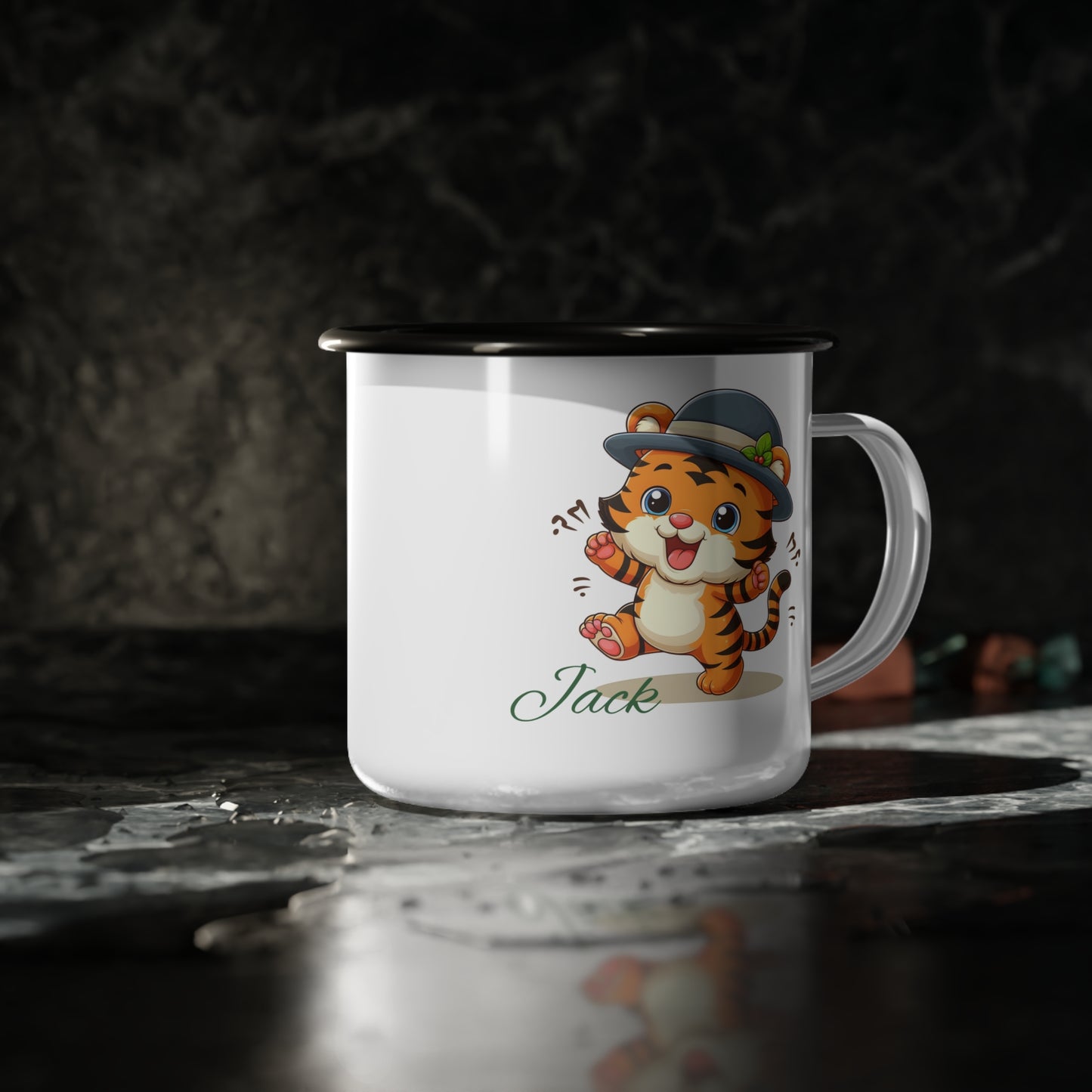 Personalized Tiger Enamel Camp Cup - Fun & Whimsical Design for Kids