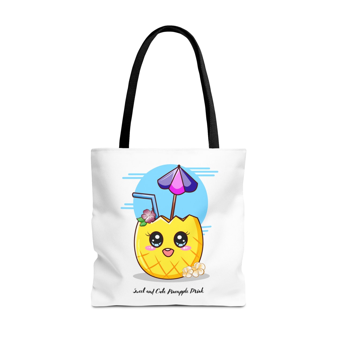 Pineapple Picnic Tote Bag — Cute Kawaii Tropical Drink Design