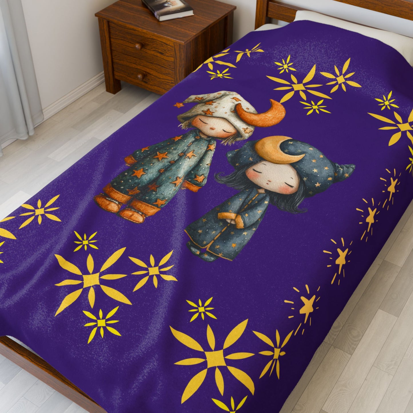 Cosmic Dreams Velveteen Plush Blanket, Cozy Throw for Kids, Starry Sky Decor, Ideal for Gifts, Home & Nursery