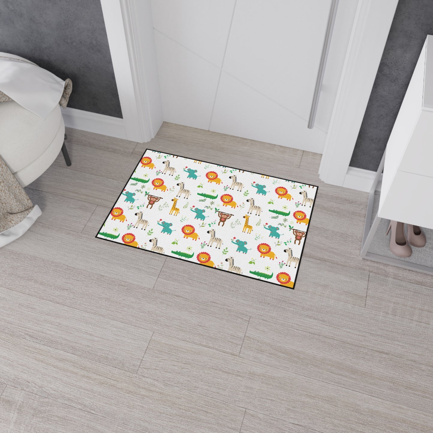 Kids' Safari Animal Floor Mat — Heavy Duty Non-Slip Playroom Rug