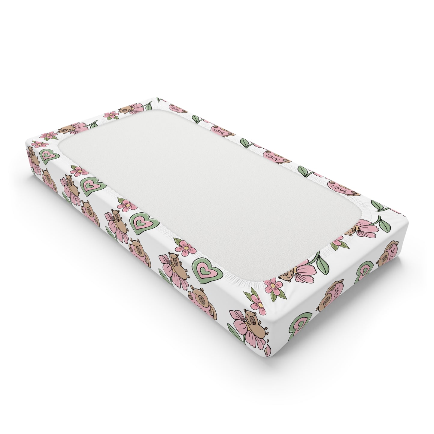 Personalized Floral Baby Changing Pad Cover – Custom Name (Myla)