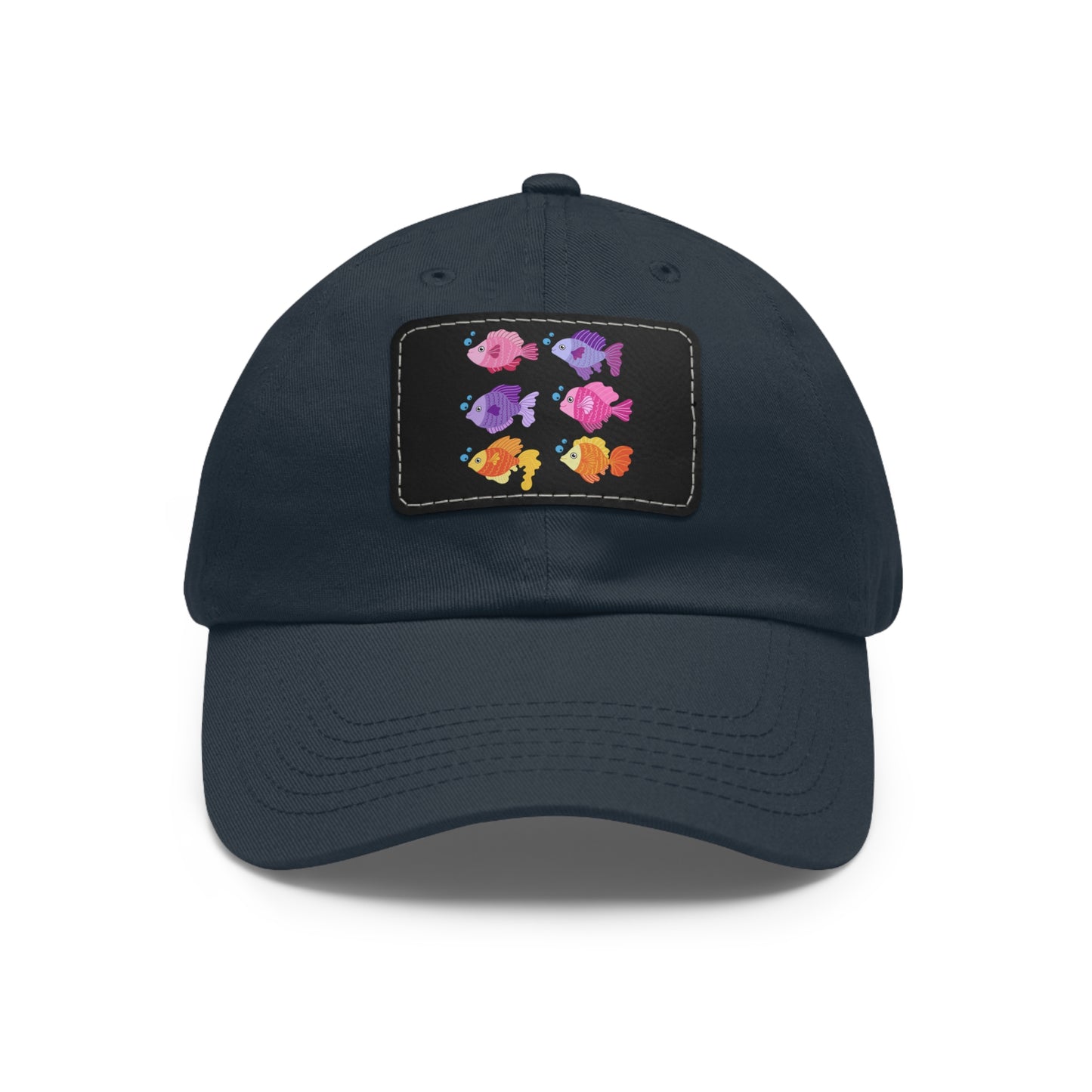 Six fish with cartoonish bubbles Dad Hat with Leather Patch (Rectangle)