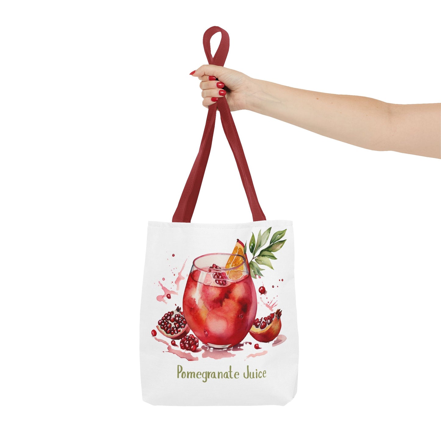 Pomegranate Juice Tote Bag — Watercolor Fruit Canvas Tote