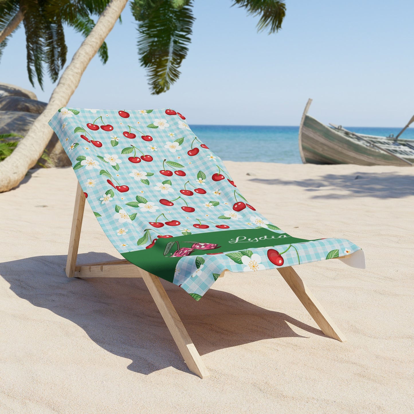 Cherry Blossom Beach Towel — Personalized Name Option