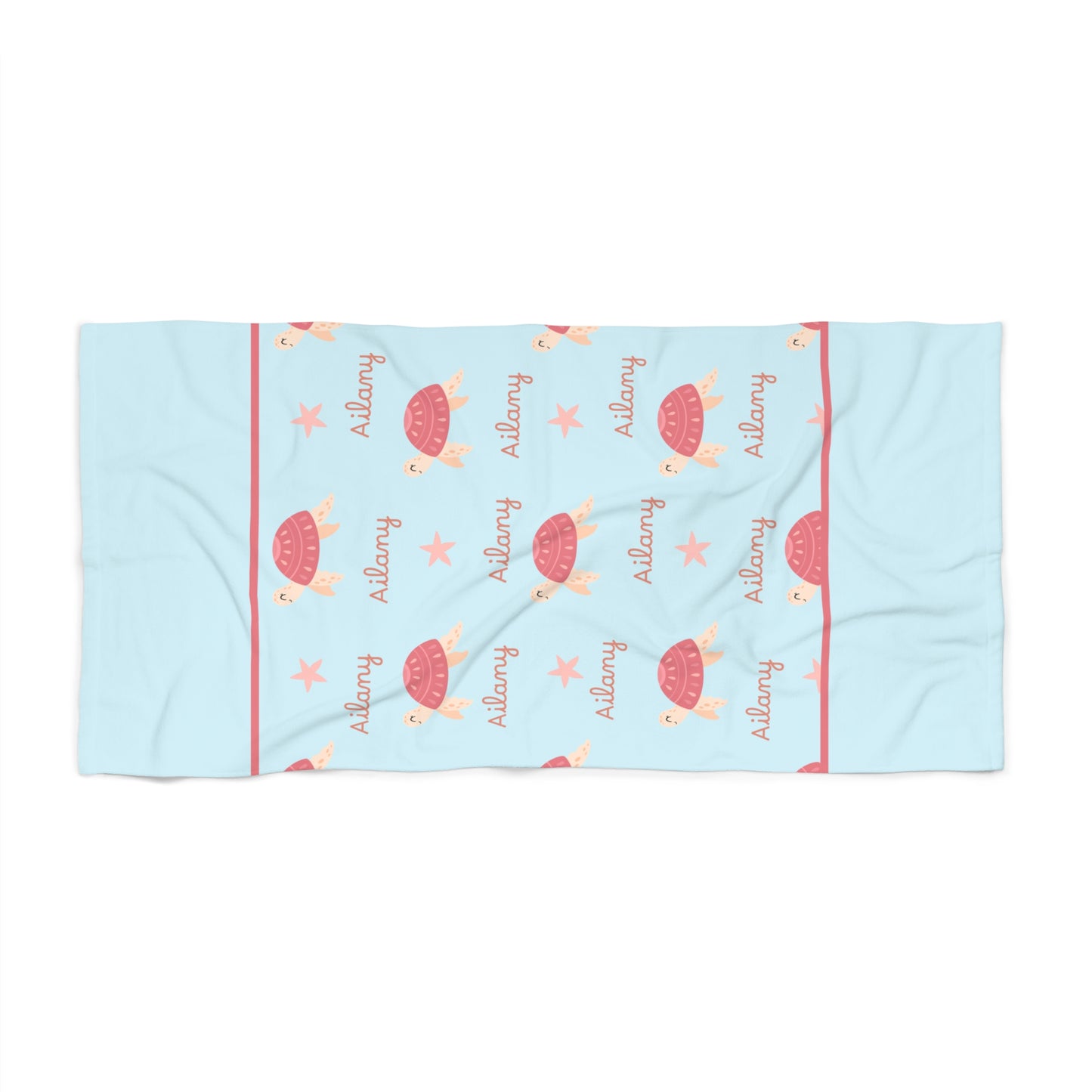 Sea Turtle Beach Towel – Personalized "Aubrey" Coastal Kids Towel