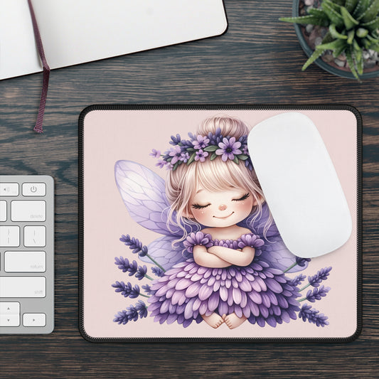 Lavender Fairy Gaming Mouse Pad — Cute Purple Fairy Desk Mat