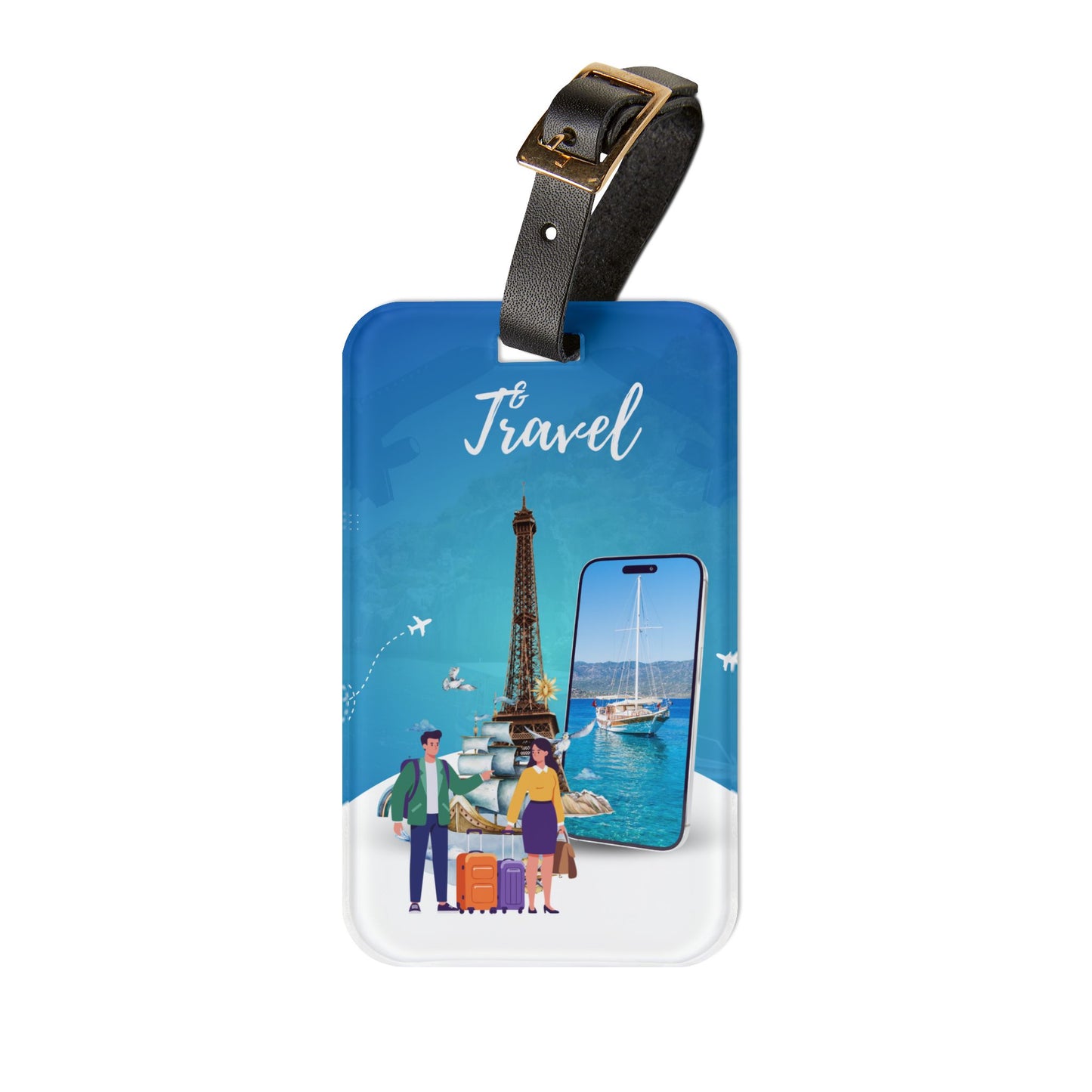 Travel Luggage Tag — Eiffel Tower Beach Passport Design